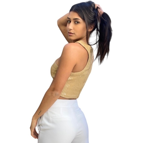 RETROFETE Audra Sequined Sleeveless Crop Top - Picture 5 of 12